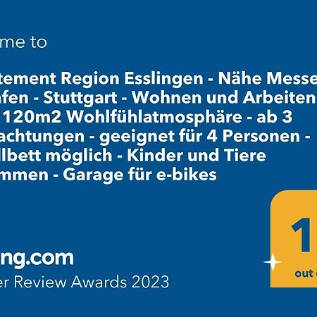 Appartement Region Esslingen - Naehe Messe - Flughafen - Stuttgart - Wohnen Und Arbeiten Auf Zeit In 120M2 Wohlfuehlatmosphaere - Ab 3 Uebernachtungen - Geeignet Fuer 4 Pers Incl Kinder - Beistellbett Moeglich - Kinder Und Tiere Willkommen - Garage F Altbach Екстериор снимка